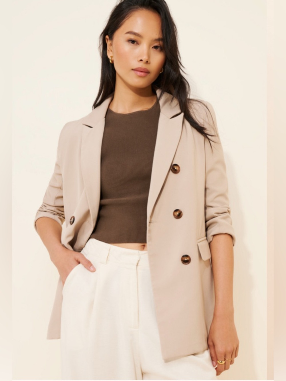 Medium French Mauve Emery Double-Breasted blazer